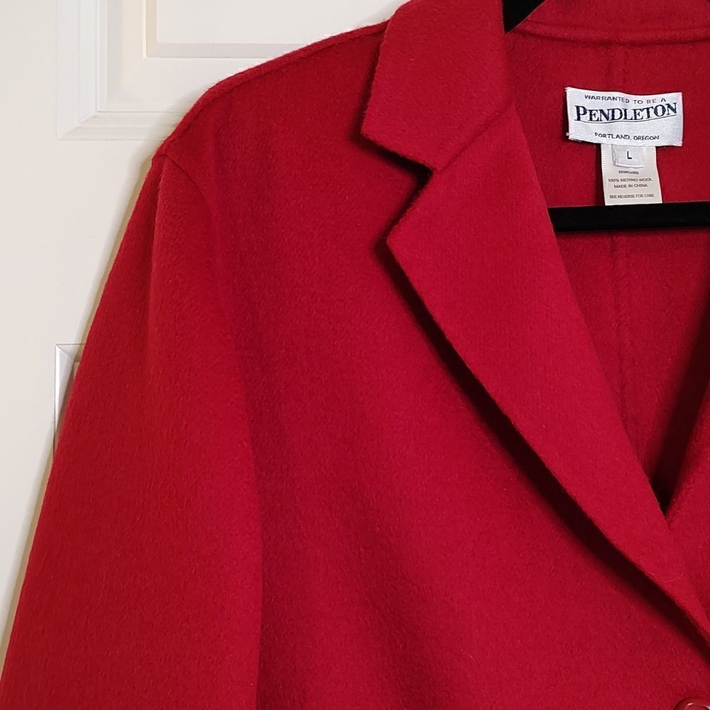 Pendleton Red Merino 3 Button Wool Blazer Jacket Size L - Picture 6 of 12